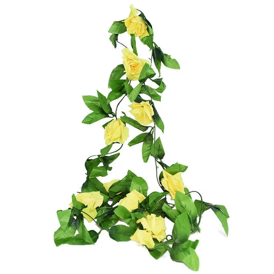 Silk Artificial Rose Vine Hanging Flowers for Wall Decoration Rattan Fake Plants Leaves Garland Romantic Wedding Home Decoration Warehouse Item