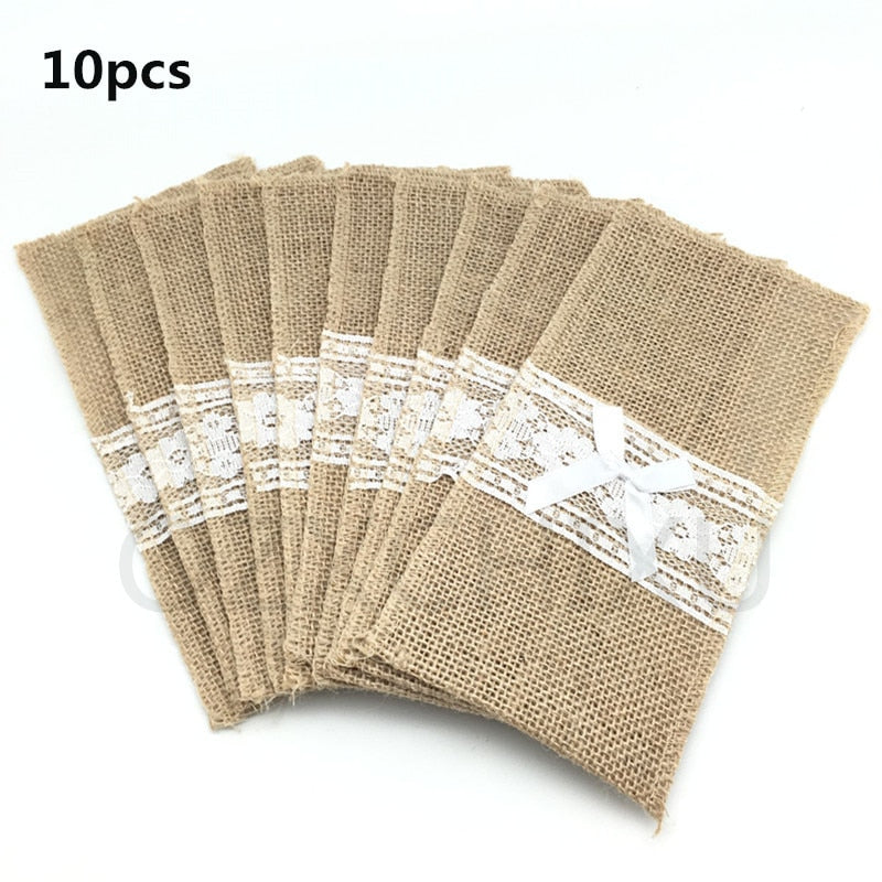 Burlap Cutlery Holders