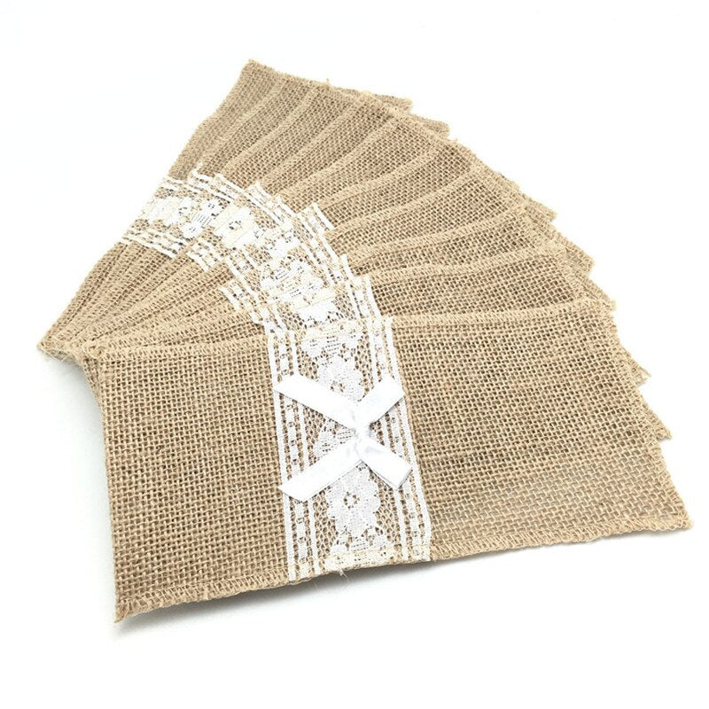 Burlap Cutlery Holders