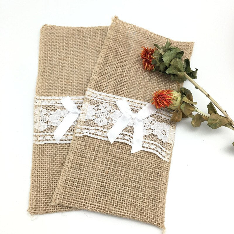 Burlap Cutlery Holders