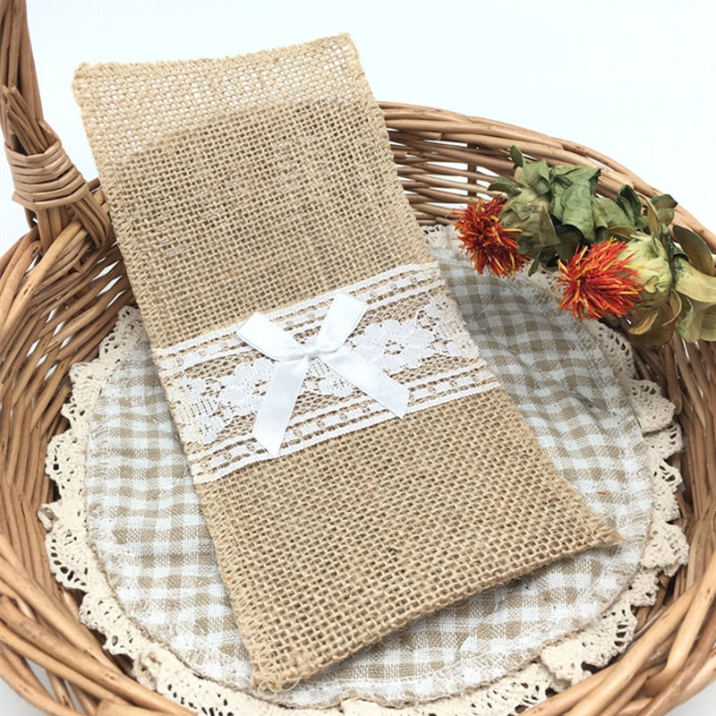 Burlap Cutlery Holders
