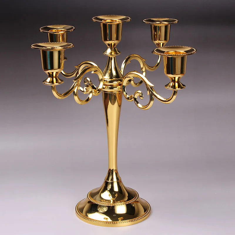 Hot Metal Silver/Gold Plated Candle Holders 7-Arms Stand Zinc Alloy High Quality Pillar for Wedding Portavelas Candelabra Warehouse Item