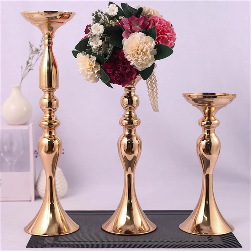 Metal Candle Holders Flowers Vase Candlestick Centerpieces Road Lead Candelabra Centerpieces Wedding Porps Christmas Decoration Warehouse Item