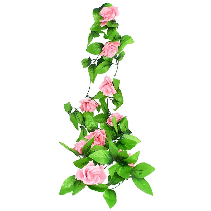 Silk Artificial Rose Vine Hanging Flowers for Wall Decoration Rattan Fake Plants Leaves Garland Romantic Wedding Home Decoration Warehouse Item