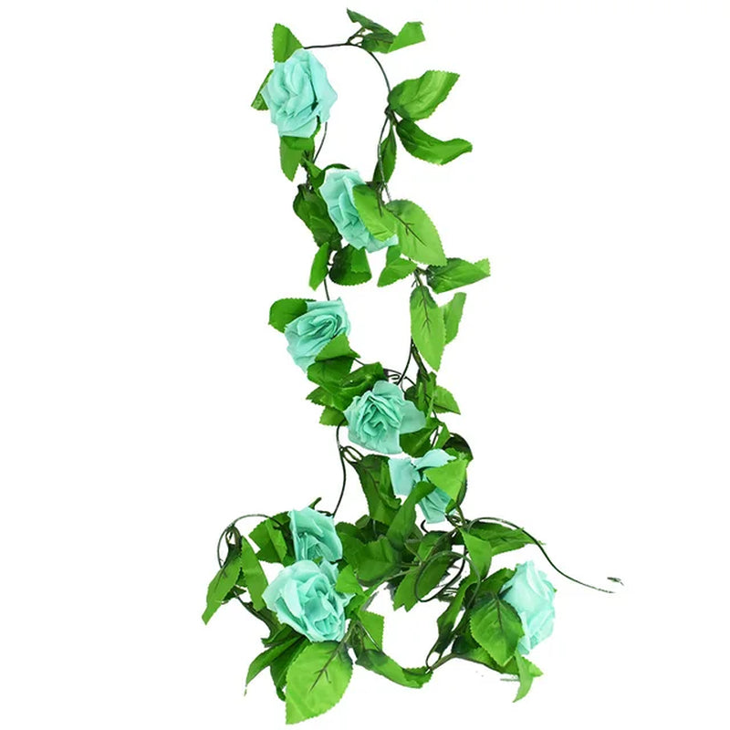 Silk Artificial Rose Vine Hanging Flowers for Wall Decoration Rattan Fake Plants Leaves Garland Romantic Wedding Home Decoration Warehouse Item