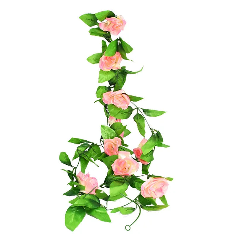 Silk Artificial Rose Vine Hanging Flowers for Wall Decoration Rattan Fake Plants Leaves Garland Romantic Wedding Home Decoration Warehouse Item