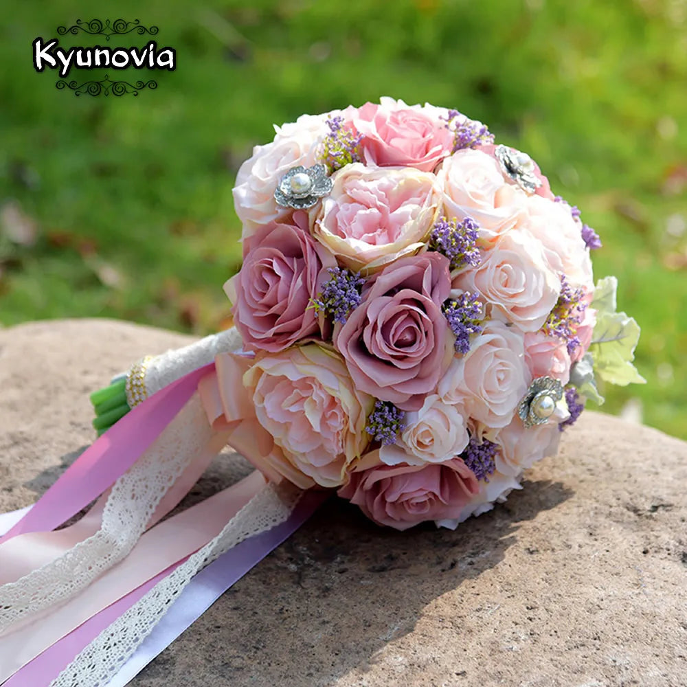 Set Wedding Bouquet Boutonniere and Wrist Flower Corsage Brooch Bouquet Bridesmaid Bridal Bouquet Wedding Deco D81 Warehouse Item