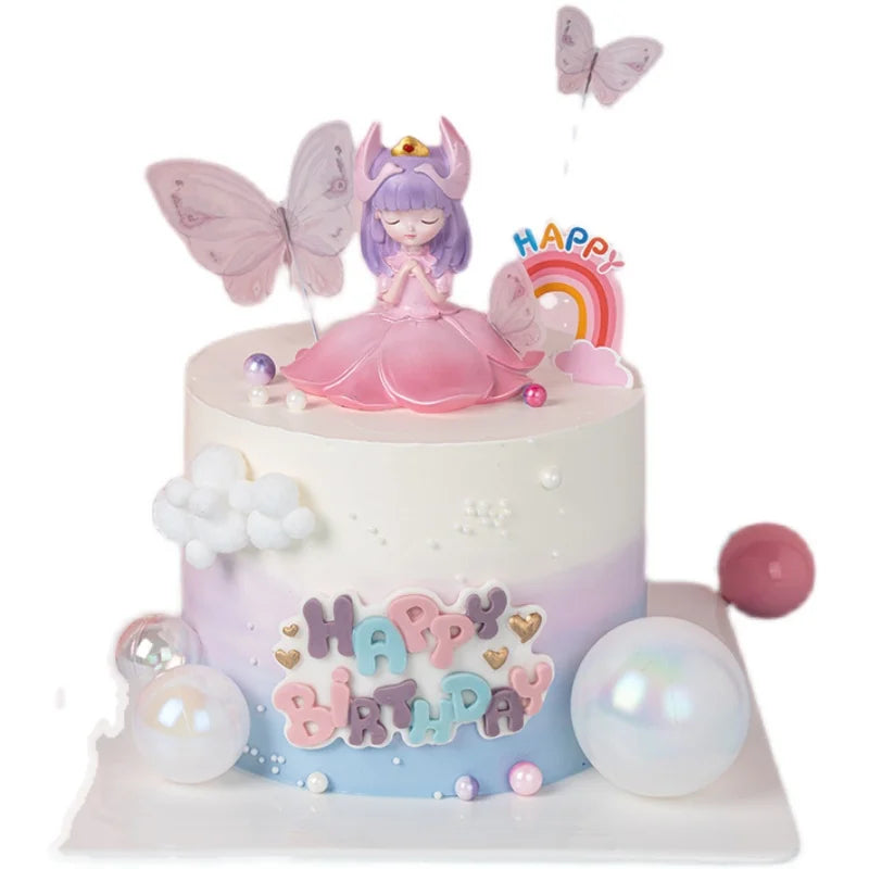 Butterfly Decoration Cake Topper Swan Dream Cartoon Angel Girl Princess Doll Birthday Party Decoration Dessert Table Plugin