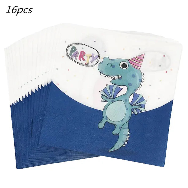 Dinosaur Party Disposable Tableware Paper Plates Cups Boy Kids One Birthday Party Supplies Favors Roar Dino Party Balloons Decor Warehouse Item