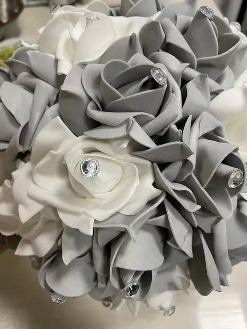 Wedding Bouquet for Wedding Blue and White Bridal Bouquet Accessories Handmade Artificial Flower Rose Ramos De Novia Warehouse Item