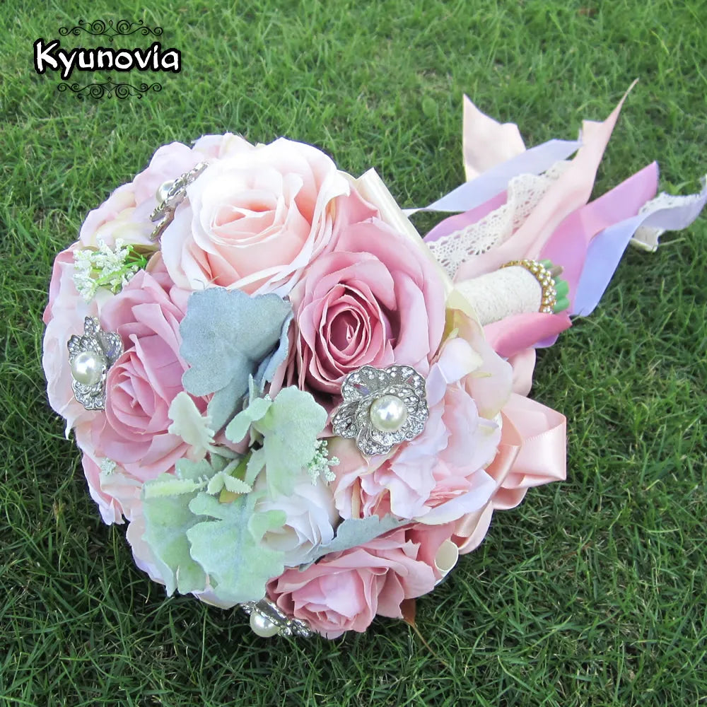 Set Wedding Bouquet Boutonniere and Wrist Flower Corsage Brooch Bouquet Bridesmaid Bridal Bouquet Wedding Deco D81 Warehouse Item