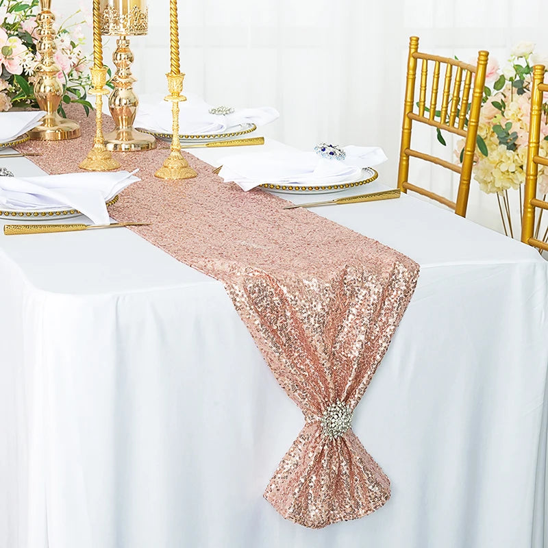 180X30Cm Sequin Table Runners Rose Gold Glitter Table Cover for Wedding Birthday Party Table Decorations Christmas Home Decor Warehouse Item