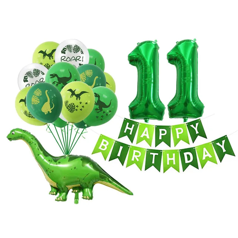 Dinosaur Latex Balloons Green Happy Birthday Banners Number Balls Jurassic Period Theme Children'S Boy Birthday Party Decoration Warehouse Item