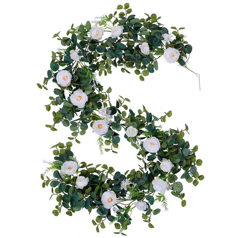 2M Artificial Flowers Garland Fake Eucalyptus Vine Hanging Plants for Wedding Home Office Party Garden Craft Art Decor Warehouse Item