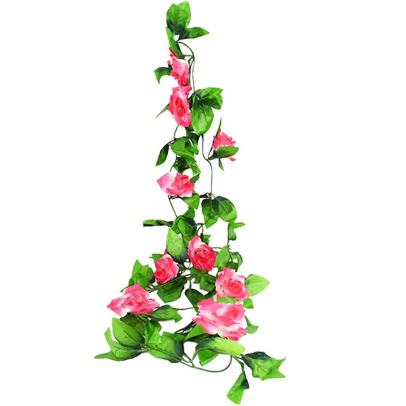 Silk Artificial Rose Vine Hanging Flowers for Wall Decoration Rattan Fake Plants Leaves Garland Romantic Wedding Home Decoration Warehouse Item