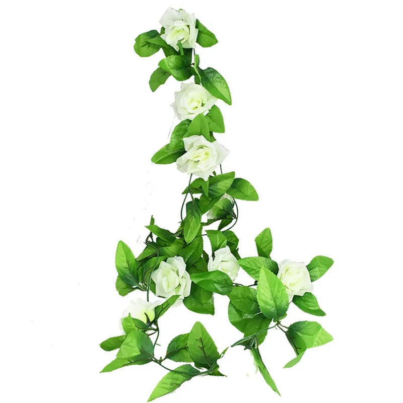 Silk Artificial Rose Vine Hanging Flowers for Wall Decoration Rattan Fake Plants Leaves Garland Romantic Wedding Home Decoration Warehouse Item