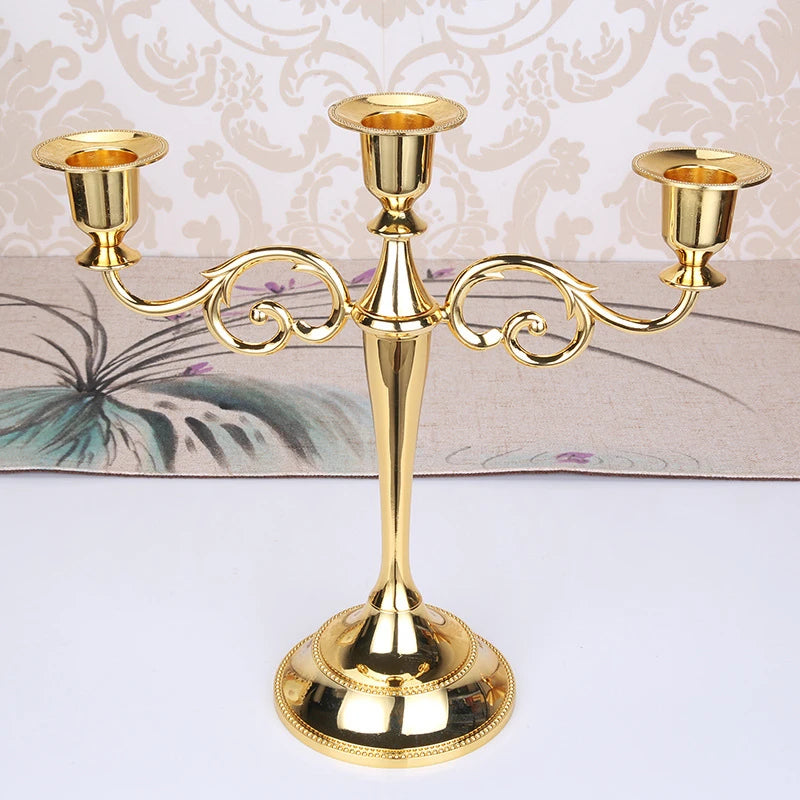 Hot Metal Silver/Gold Plated Candle Holders 7-Arms Stand Zinc Alloy High Quality Pillar for Wedding Portavelas Candelabra Warehouse Item