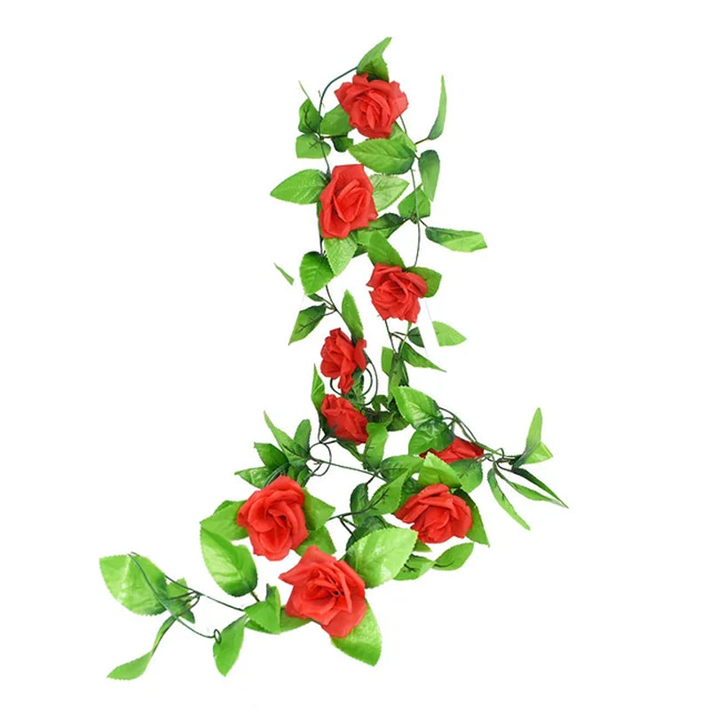 Silk Artificial Rose Vine Hanging Flowers for Wall Decoration Rattan Fake Plants Leaves Garland Romantic Wedding Home Decoration Warehouse Item