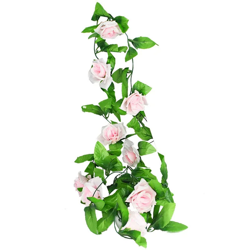 Silk Artificial Rose Vine Hanging Flowers for Wall Decoration Rattan Fake Plants Leaves Garland Romantic Wedding Home Decoration Warehouse Item