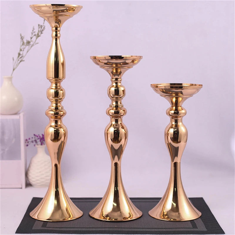 Metal Candle Holders Flowers Vase Candlestick Centerpieces Road Lead Candelabra Centerpieces Wedding Porps Christmas Decoration Warehouse Item