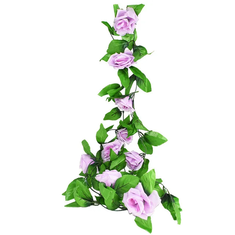 Silk Artificial Rose Vine Hanging Flowers for Wall Decoration Rattan Fake Plants Leaves Garland Romantic Wedding Home Decoration Warehouse Item