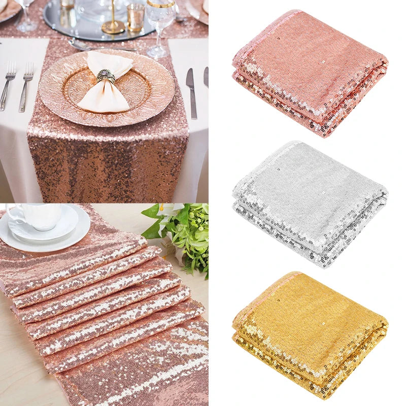 180X30Cm Sequin Table Runners Rose Gold Glitter Table Cover for Wedding Birthday Party Table Decorations Christmas Home Decor Warehouse Item