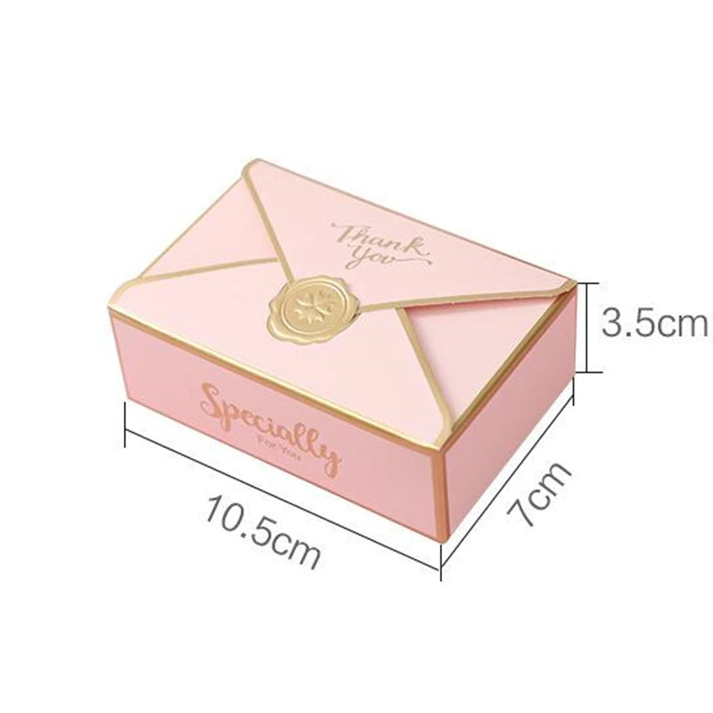 5Pcs/Lot New Simple Creative Bronzing Gift Box Packaging Envelope Shape Wedding Candy Bags Birthday Party Cosmetic Packaging Box Warehouse Item