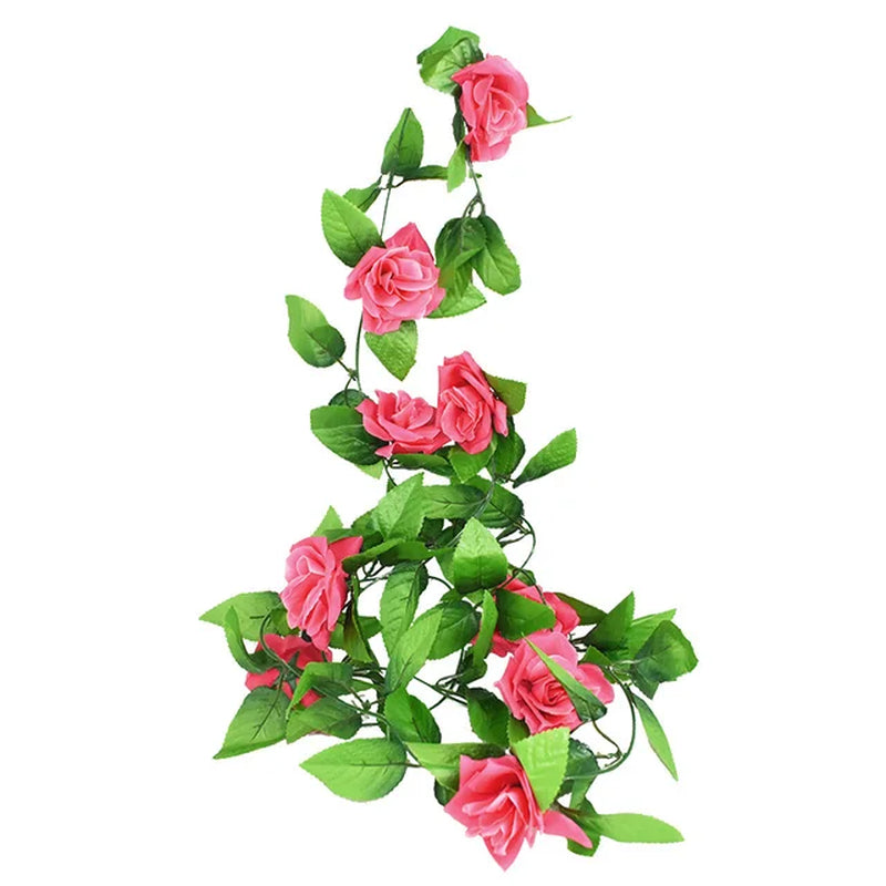 Silk Artificial Rose Vine Hanging Flowers for Wall Decoration Rattan Fake Plants Leaves Garland Romantic Wedding Home Decoration Warehouse Item