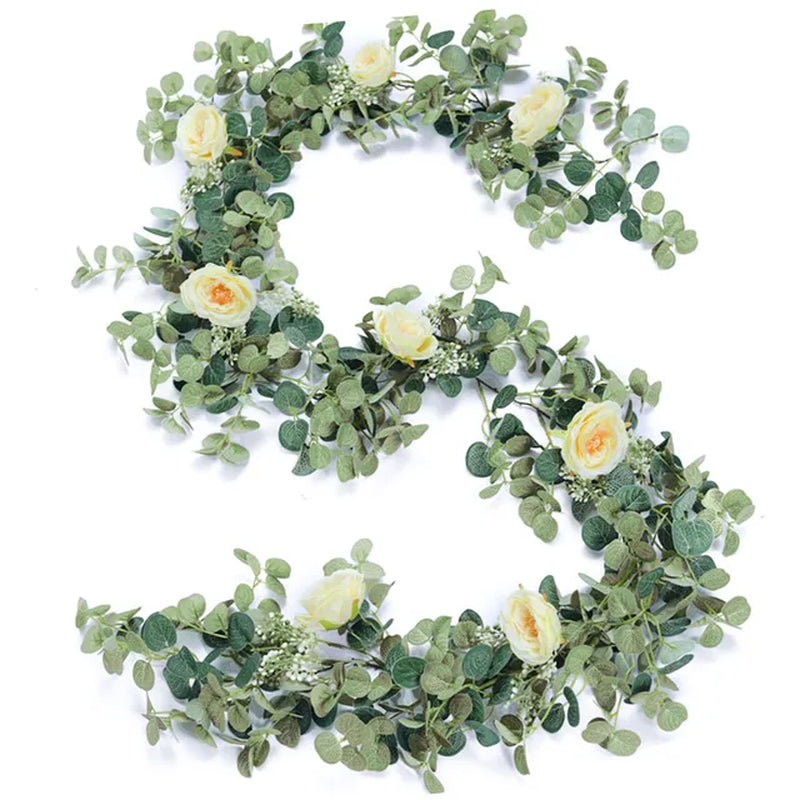 2M Artificial Flowers Garland Fake Eucalyptus Vine Hanging Plants for Wedding Home Office Party Garden Craft Art Decor Warehouse Item