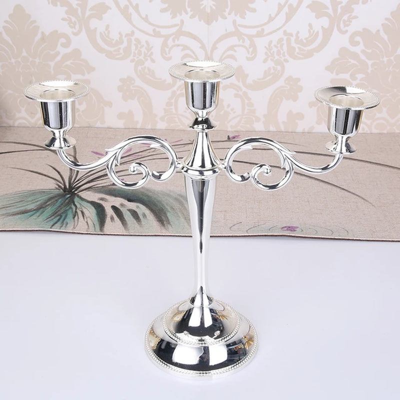 Hot Metal Silver/Gold Plated Candle Holders 7-Arms Stand Zinc Alloy High Quality Pillar for Wedding Portavelas Candelabra Warehouse Item