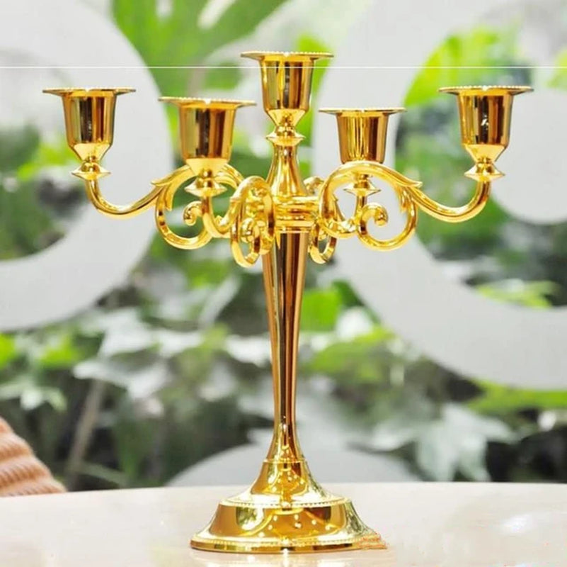 Hot Metal Silver/Gold Plated Candle Holders 7-Arms Stand Zinc Alloy High Quality Pillar for Wedding Portavelas Candelabra Warehouse Item