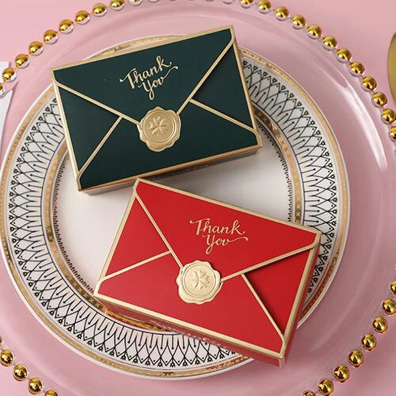 5Pcs/Lot New Simple Creative Bronzing Gift Box Packaging Envelope Shape Wedding Candy Bags Birthday Party Cosmetic Packaging Box Warehouse Item