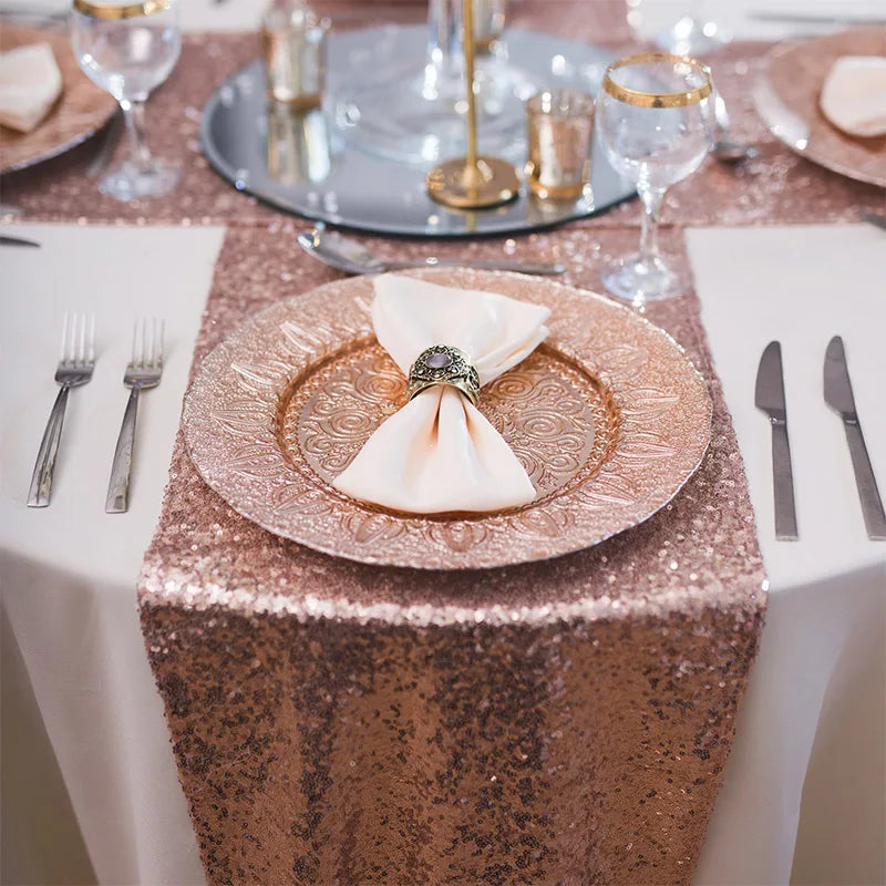 180X30Cm Sequin Table Runners Rose Gold Glitter Table Cover for Wedding Birthday Party Table Decorations Christmas Home Decor Warehouse Item