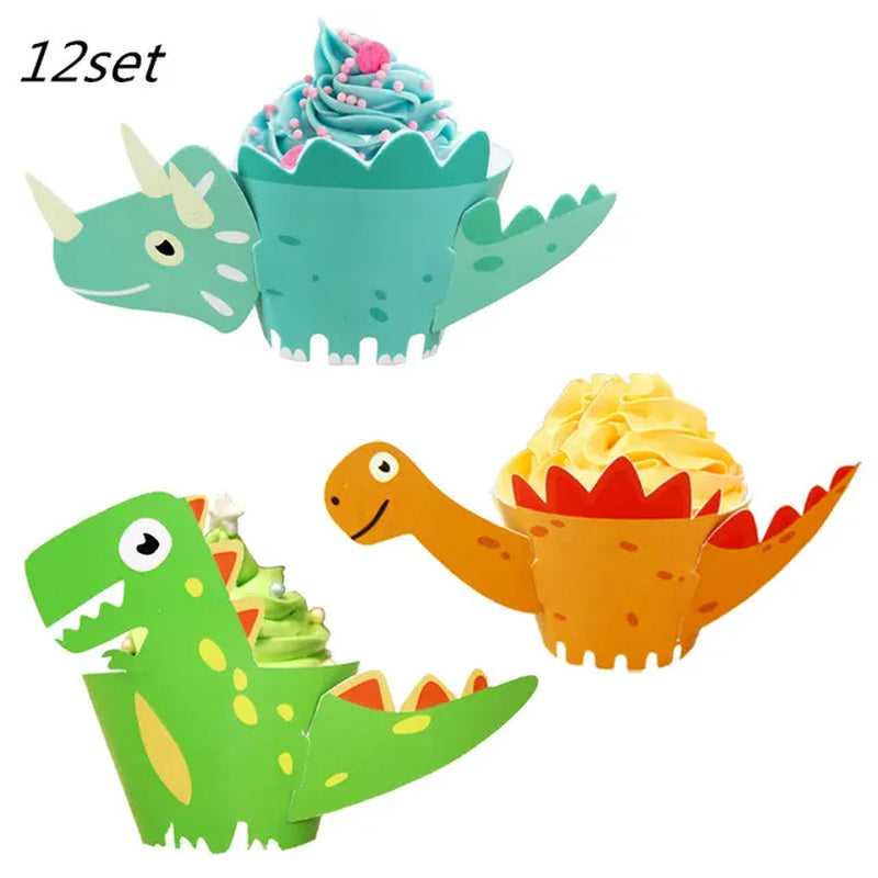 Dinosaur Party Disposable Tableware Paper Plates Cups Boy Kids One Birthday Party Supplies Favors Roar Dino Party Balloons Decor Warehouse Item