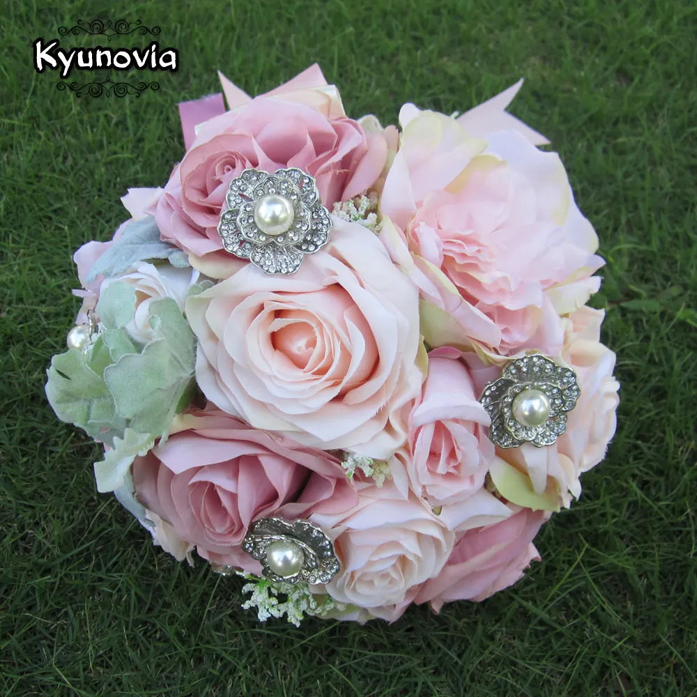 Set Wedding Bouquet Boutonniere and Wrist Flower Corsage Brooch Bouquet Bridesmaid Bridal Bouquet Wedding Deco D81 Warehouse Item