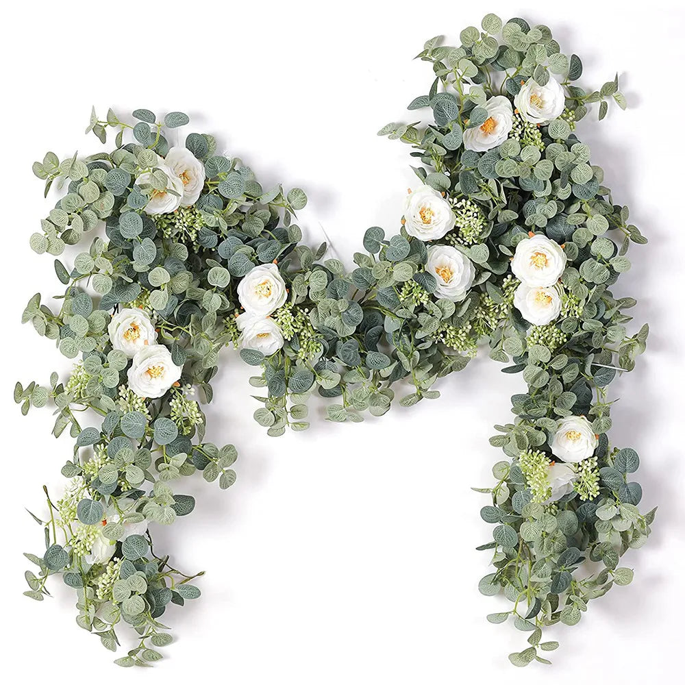 2M Artificial Flowers Garland Fake Eucalyptus Vine Hanging Plants for Wedding Home Office Party Garden Craft Art Decor Warehouse Item