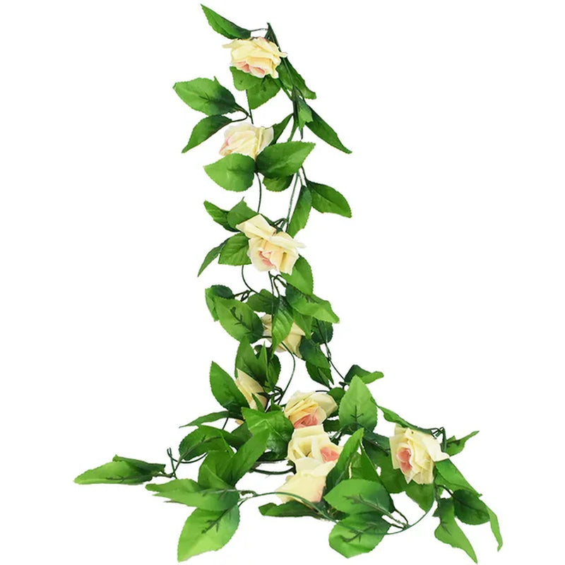 Silk Artificial Rose Vine Hanging Flowers for Wall Decoration Rattan Fake Plants Leaves Garland Romantic Wedding Home Decoration Warehouse Item