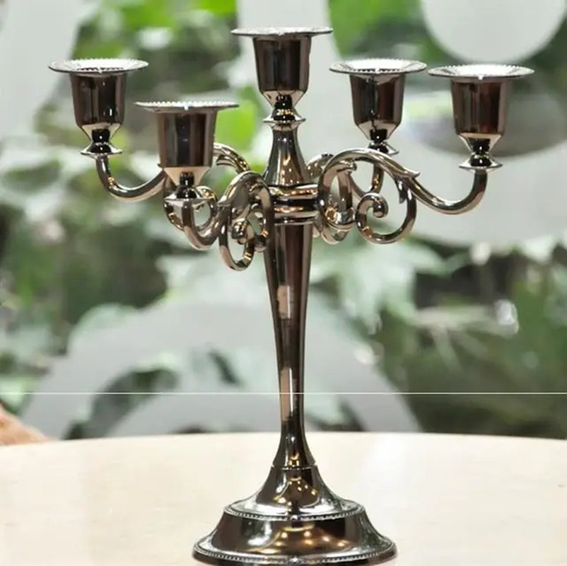 Hot Metal Silver/Gold Plated Candle Holders 7-Arms Stand Zinc Alloy High Quality Pillar for Wedding Portavelas Candelabra Warehouse Item