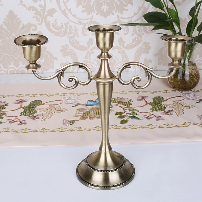 Hot Metal Silver/Gold Plated Candle Holders 7-Arms Stand Zinc Alloy High Quality Pillar for Wedding Portavelas Candelabra Warehouse Item