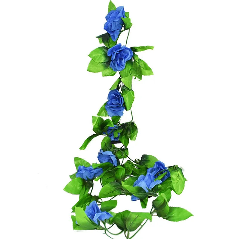 Silk Artificial Rose Vine Hanging Flowers for Wall Decoration Rattan Fake Plants Leaves Garland Romantic Wedding Home Decoration Warehouse Item