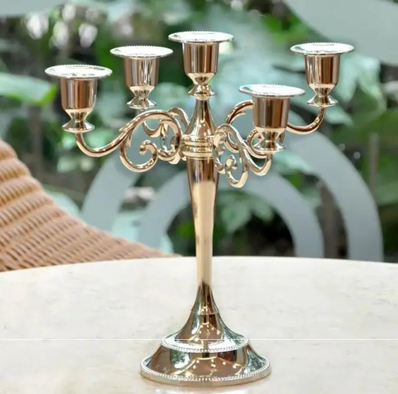 Hot Metal Silver/Gold Plated Candle Holders 7-Arms Stand Zinc Alloy High Quality Pillar for Wedding Portavelas Candelabra Warehouse Item