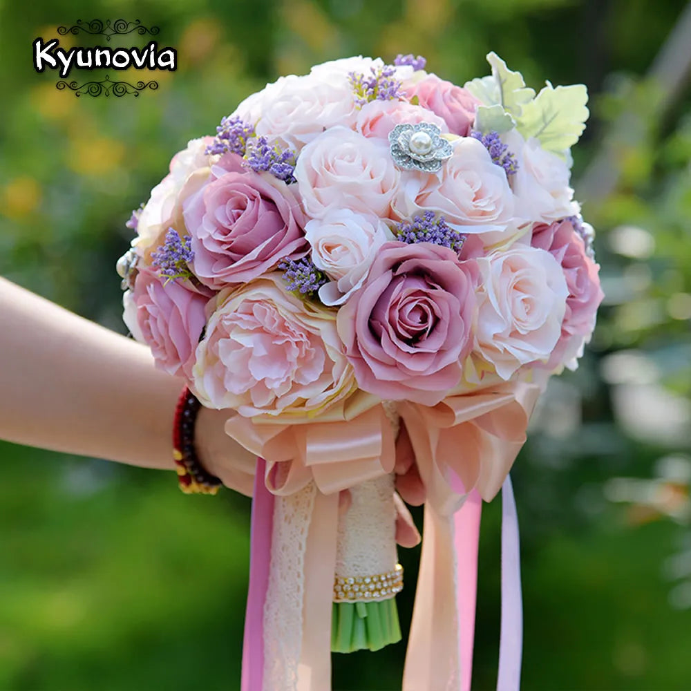 Set Wedding Bouquet Boutonniere and Wrist Flower Corsage Brooch Bouquet Bridesmaid Bridal Bouquet Wedding Deco D81 Warehouse Item