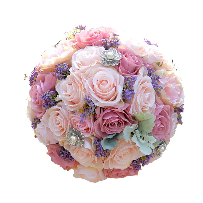 Set Wedding Bouquet Boutonniere and Wrist Flower Corsage Brooch Bouquet Bridesmaid Bridal Bouquet Wedding Deco D81 Warehouse Item