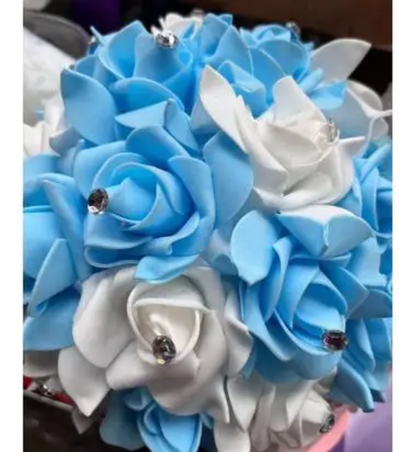 Wedding Bouquet for Wedding Blue and White Bridal Bouquet Accessories Handmade Artificial Flower Rose Ramos De Novia Warehouse Item