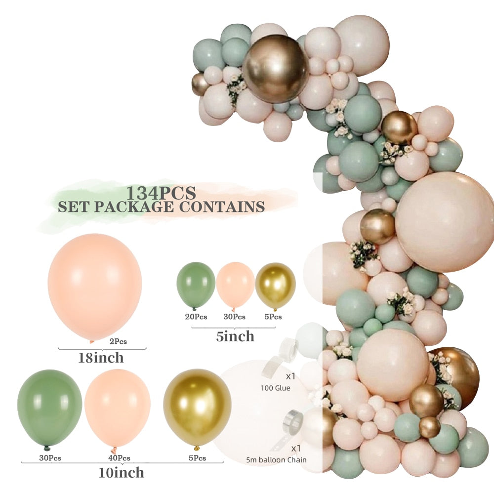 Green Gold & Brown Ballon Garland