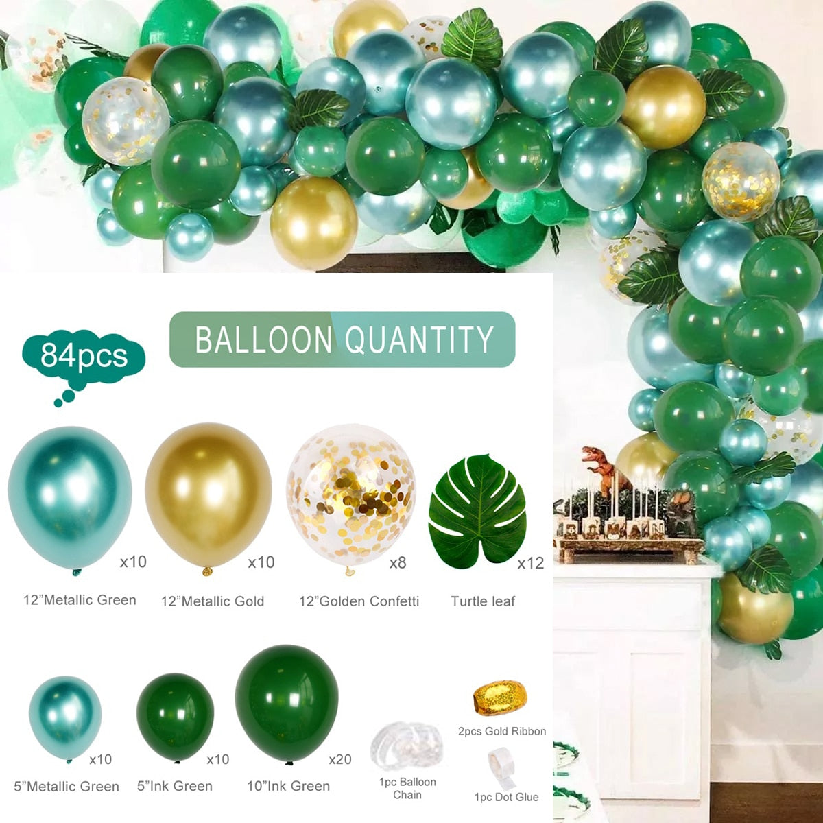 Green Gold & Brown Ballon Garland