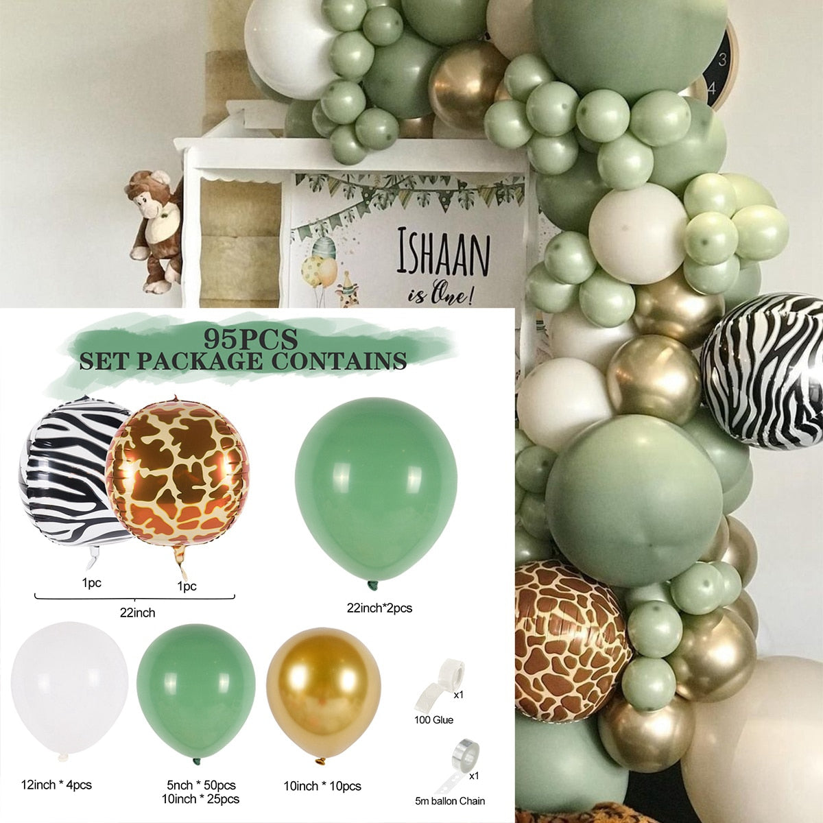 Green Gold & Brown Ballon Garland