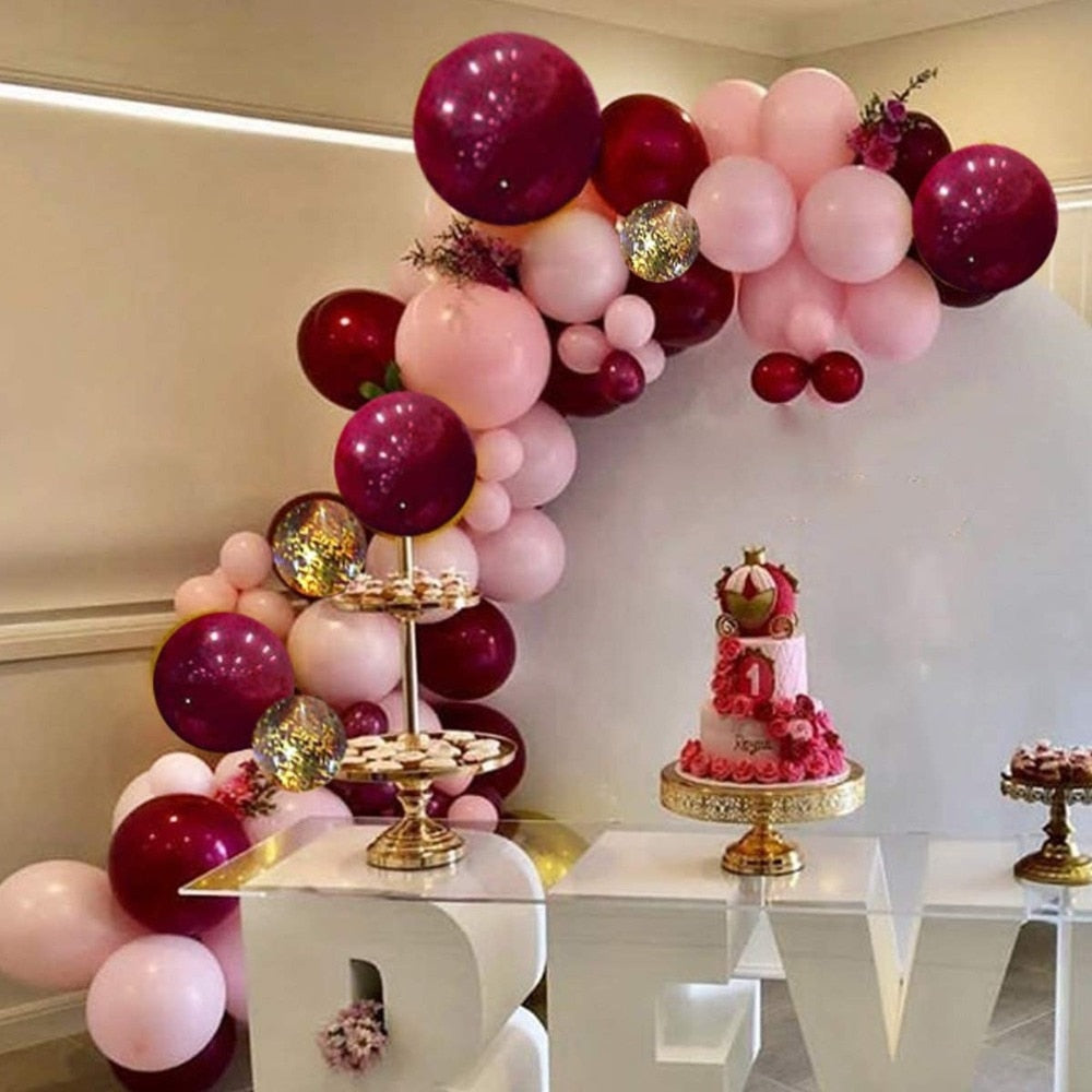 Burgundy and Pink balloon garland - Warehouse Item