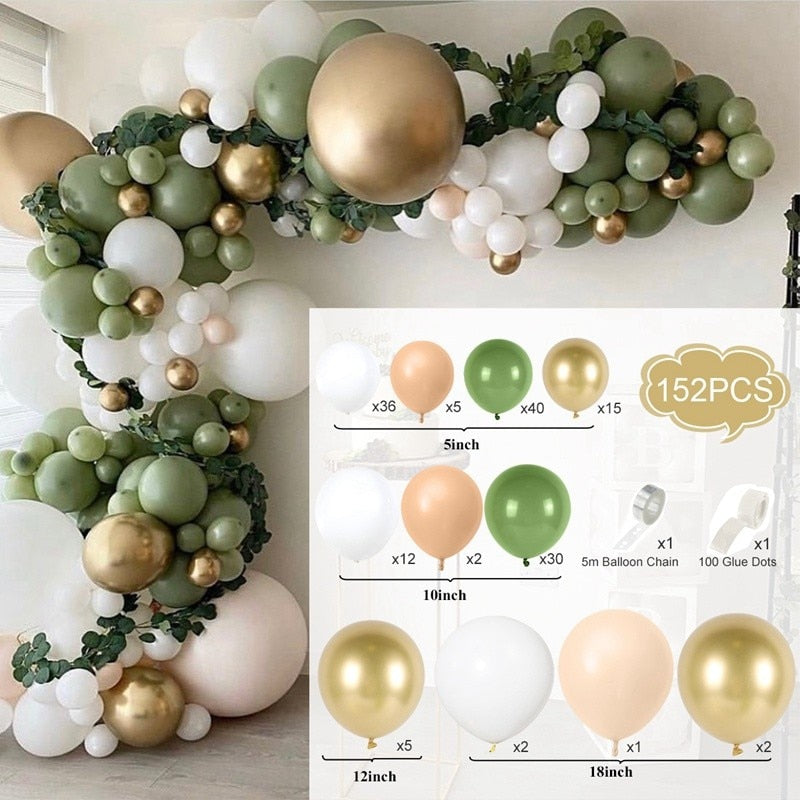 Green Gold & Brown Ballon Garland