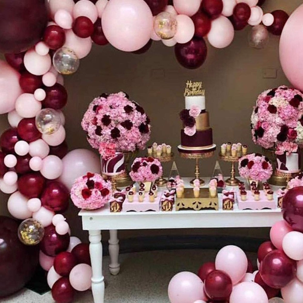 Burgundy and Pink balloon garland - Warehouse Item